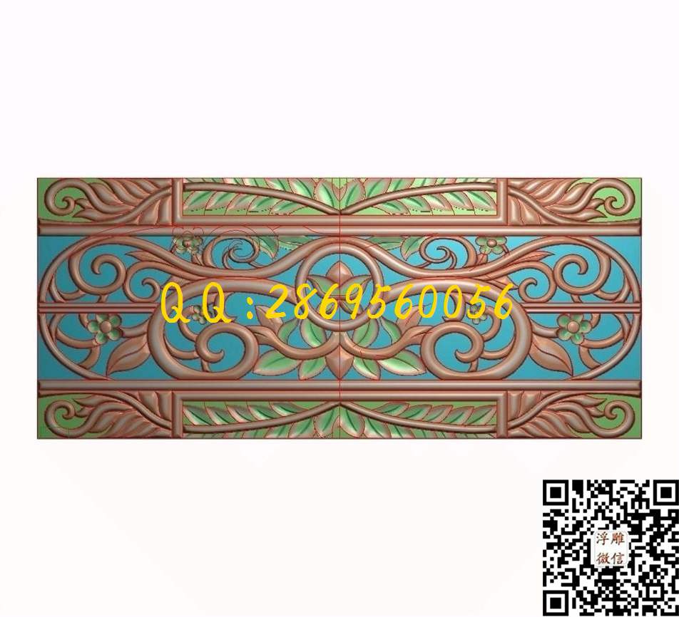 门花1494-647_欧式木门长条洋花贴花门上花门芯门楣精雕图浮雕图